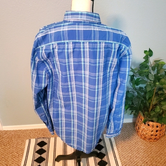 JACK WILLS UK Mens blue & teal Check Shirt button down cotton seersucker XL - Picture 4 of 10